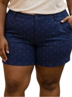 Eddie Bauer Shorts Size 14 Womens Blue Polka Dot Pattern